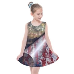 Independence Day Background Abstract Grunge American Flag Kids  Summer Dress by Ravend