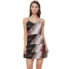 Independence Day Background Abstract Grunge American Flag Short Frill Dress by Ravend