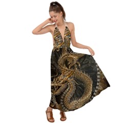 Dragon Pentagram Backless Maxi Beach Dress by Amaryn4rt