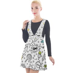 Set-cute-colorful-doodle-hand-drawing Plunge Pinafore Velour Dress by uniart180623