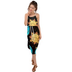 Seamless-pattern-with-sun-moon-children Waist Tie Cover Up Chiffon Dress by uniart180623
