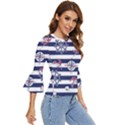 Seamless-marine-pattern Bell Sleeve Top View3