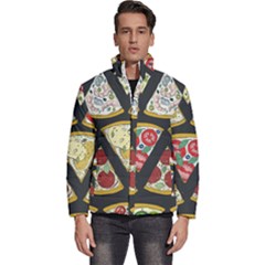 Vector-seamless-pattern-with-italian-pizza-top-view Men s Puffer Bubble Jacket Coat by uniart180623