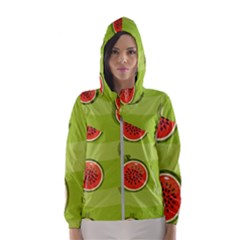 Seamless-background-with-watermelon-slices Women s Hooded Windbreaker by uniart180623