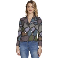 Cartoon-colored-stone-seamless-background-texture-pattern - Women s Long Sleeve Revers Collar Cropped Jacket by uniart180623