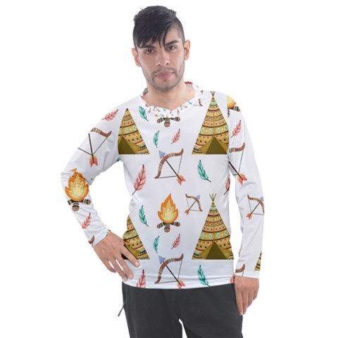 Cute-cartoon-native-american-seamless-pattern Men s Pique Long Sleeve Tee by uniart180623