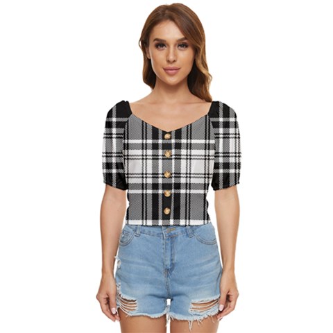 Pixel-background-design-modern-seamless-pattern-plaid-square-texture-fabric-tartan-scottish-textile- Button Up Blouse by uniart180623