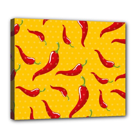 Chili-vegetable-pattern-background Deluxe Canvas 24  X 20  (stretched) by uniart180623