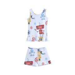 Cute-cartoon-robots-seamless-pattern Kids  Boyleg Swimsuit by uniart180623