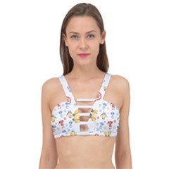 Cute-cartoon-robots-seamless-pattern Cage Up Bikini Top by uniart180623