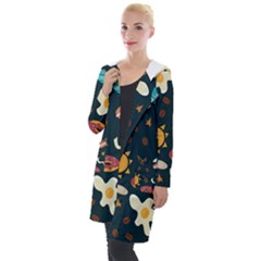 Seamless-pattern-with-breakfast-symbols-morning-coffee Hooded Pocket Cardigan by uniart180623