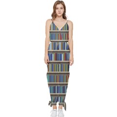 Bookshelf Sleeveless Tie Ankle Chiffon Jumpsuit by uniart180623