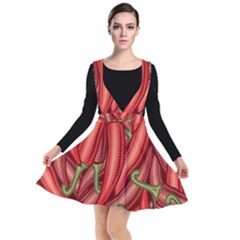 Seamless-chili-pepper-pattern Plunge Pinafore Dress by uniart180623