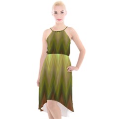 Zig Zag Chevron Classic Pattern High-low Halter Chiffon Dress  by Celenk
