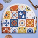 Mexican-talavera-pattern-ceramic-tiles-with-flower-leaves-bird-ornaments-traditional-majolica-style- Horseshoe Style Canvas Pouch View2