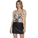 Mexican-talavera-pattern-ceramic-tiles-with-flower-leaves-bird-ornaments-traditional-majolica-style- Flowy Camisole Tie Up Top View1