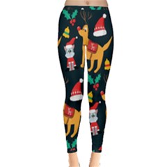 Funny Christmas Pattern Background Inside Out Leggings by uniart180623