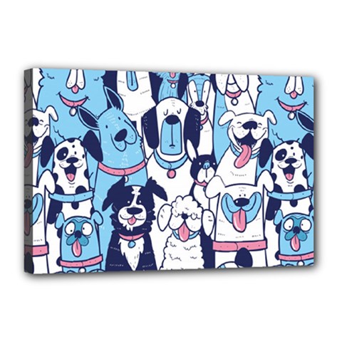 Dogs Seamless Pattern Canvas 18  X 12  (stretched) by uniart180623
