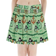 Seamless Pattern Fishes Pirates Cartoon Pleated Mini Skirt by uniart180623