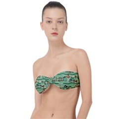 Seamless Pattern Fishes Pirates Cartoon Classic Bandeau Bikini Top  by uniart180623