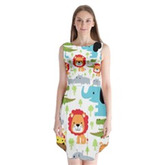 Seamless-pattern-vector-with-animals-cartoon Sleeveless Chiffon Dress   by uniart180623