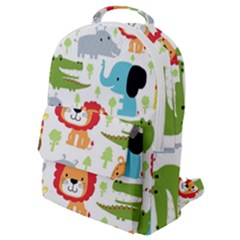 Seamless-pattern-vector-with-animals-cartoon Flap Pocket Backpack (small) by uniart180623