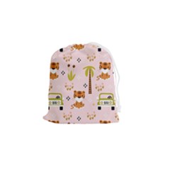 Cute-tiger-car-safari-seamless-pattern Drawstring Pouch (small) by uniart180623