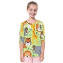 Seamless-pattern-vector-with-animals-wildlife-cartoon Kids  Quarter Sleeve Raglan Tee View1