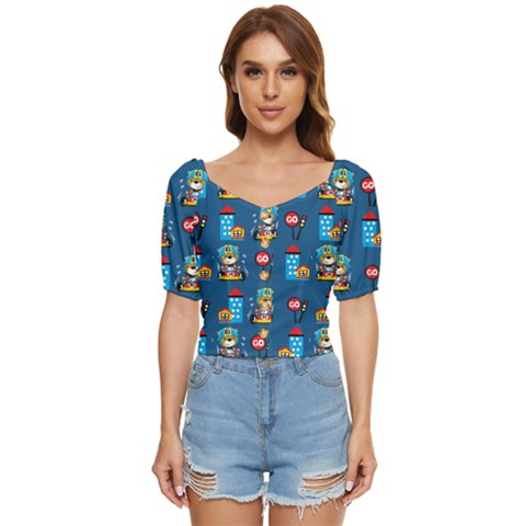 Racing-car-printing-set-cartoon-vector-pattern Button Up Blouse by uniart180623