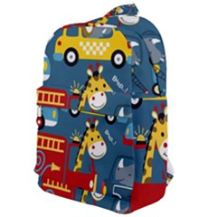 Seamless-pattern-vehicles-cartoon-with-funny-drivers Classic Backpack by uniart180623