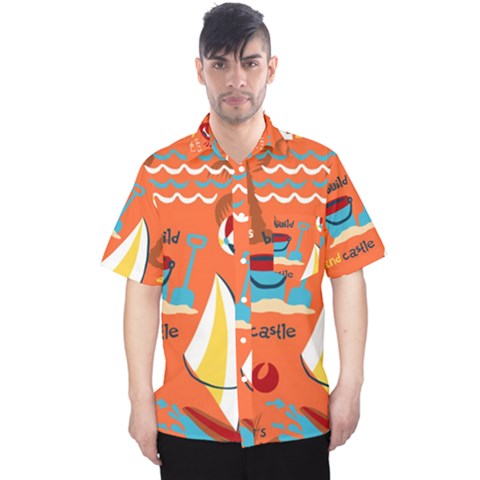 Seamless-pattern-vector-beach-holiday-theme-set Men s Hawaii Shirt by uniart180623