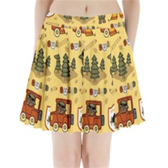 Seamless-pattern-funny-ranger-cartoon Pleated Mini Skirt by uniart180623