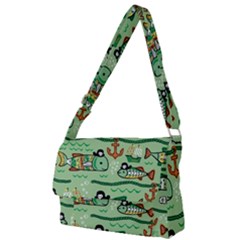 Seamless-pattern-fishes-pirates-cartoon Full Print Messenger Bag (l) by uniart180623