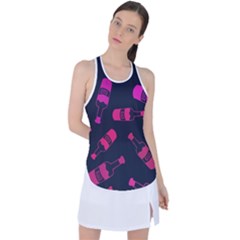 Wine Bottles Background Graphic Racer Back Mesh Tank Top by uniart180623