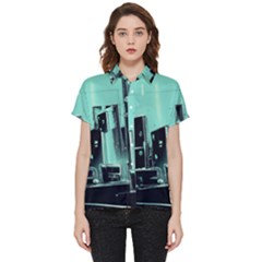 Buildings City Urban Destruction Background Short Sleeve Pocket Shirt by uniart180623