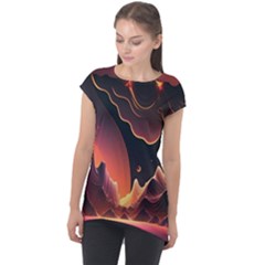 Fire Flame Burn Hot Heat Light Burning Orange Cap Sleeve High Low Top by uniart180623