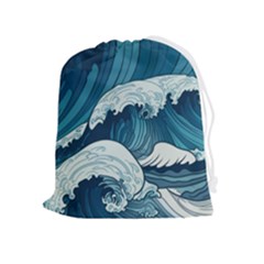 Waves Ocean Sea Pattern Water Tsunami Rough Seas Drawstring Pouch (xl) by uniart180623