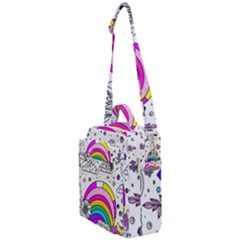 Rainbow Fun Cute Minimal Doodle Drawing Art Crossbody Day Bag by uniart180623