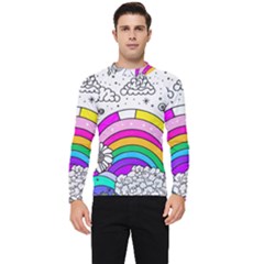 Rainbow Fun Cute Minimal Doodle Drawing Art Men s Long Sleeve Rash Guard by uniart180623