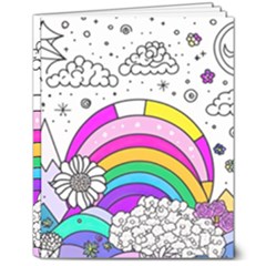 Rainbow Fun Cute Minimal Doodle Drawing Art 8  X 10  Softcover Notebook by uniart180623