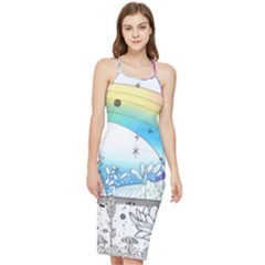Rainbow Fun Cute Minimal Doodle Drawing Arts Bodycon Cross Back Summer Dress by uniart180623