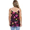 Multicolored Love Hearts Kiss Romantic Pattern Casual Spaghetti Strap Chiffon Top View4