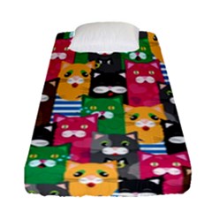 Cat Funny Colorful Pattern Fitted Sheet (single Size) by uniart180623