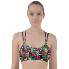 Cat Funny Colorful Pattern Line Them Up Sports Bra by uniart180623