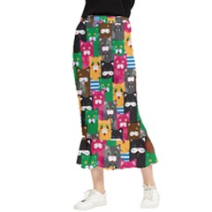 Cat Funny Colorful Pattern Maxi Fishtail Chiffon Skirt by uniart180623
