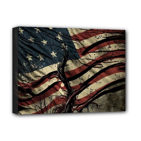 Flag Usa American Flag Deluxe Canvas 16  X 12  (stretched)  by uniart180623