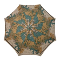 World Map Travel Pattern Architecture Golf Umbrellas by uniart180623