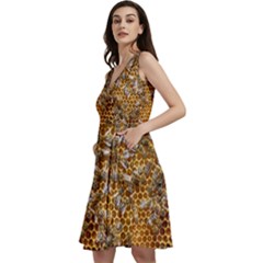 Honey Bee Bees Insect Sleeveless V-neck Skater Dress With Pockets by Ravend