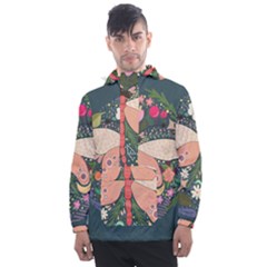 Bug Nature Flower Dragonfly Men s Front Pocket Pullover Windbreaker by Ravend