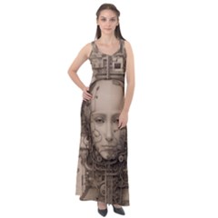 Cyborg Robot Future Drawing Poster Sleeveless Velour Maxi Dress by Ravend